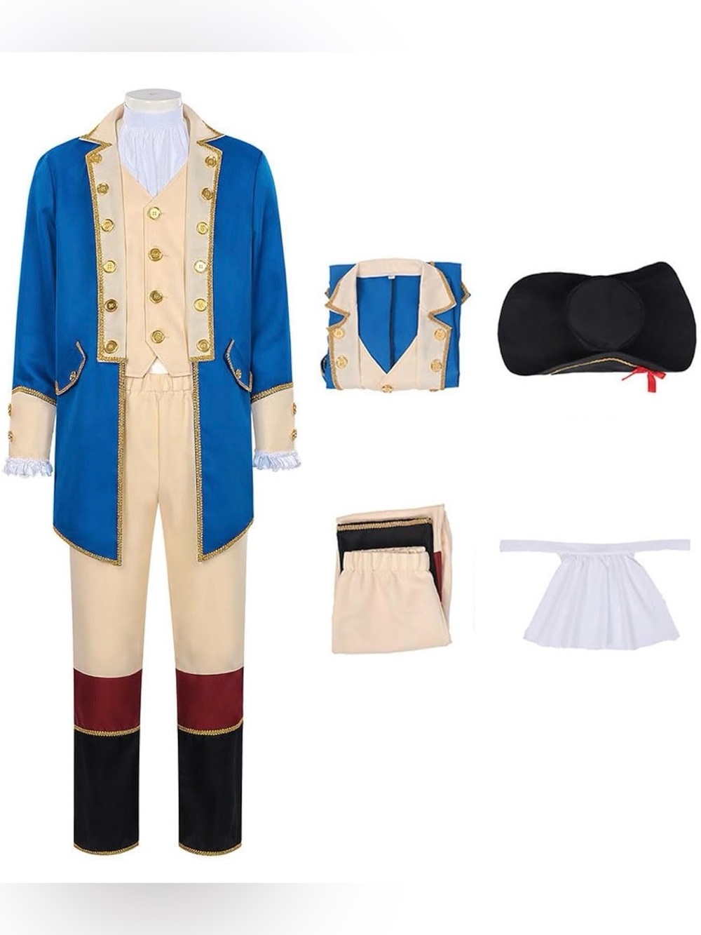 Washington Costume Boys Hamilton American Colonial Patriot Uniform with Wig